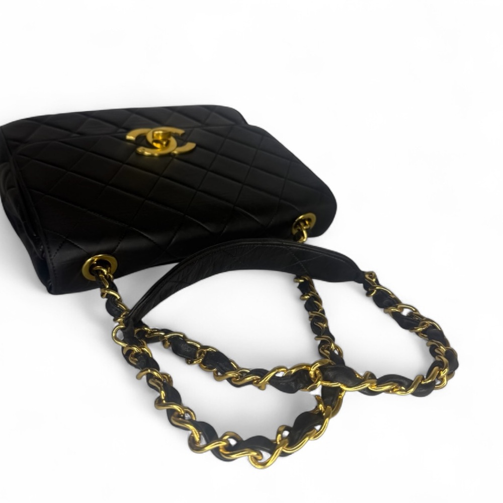 CHANEL Black Quilted Flap 24K Gold CC Logo Leather Shoulder Bag - Picture 9 of 12